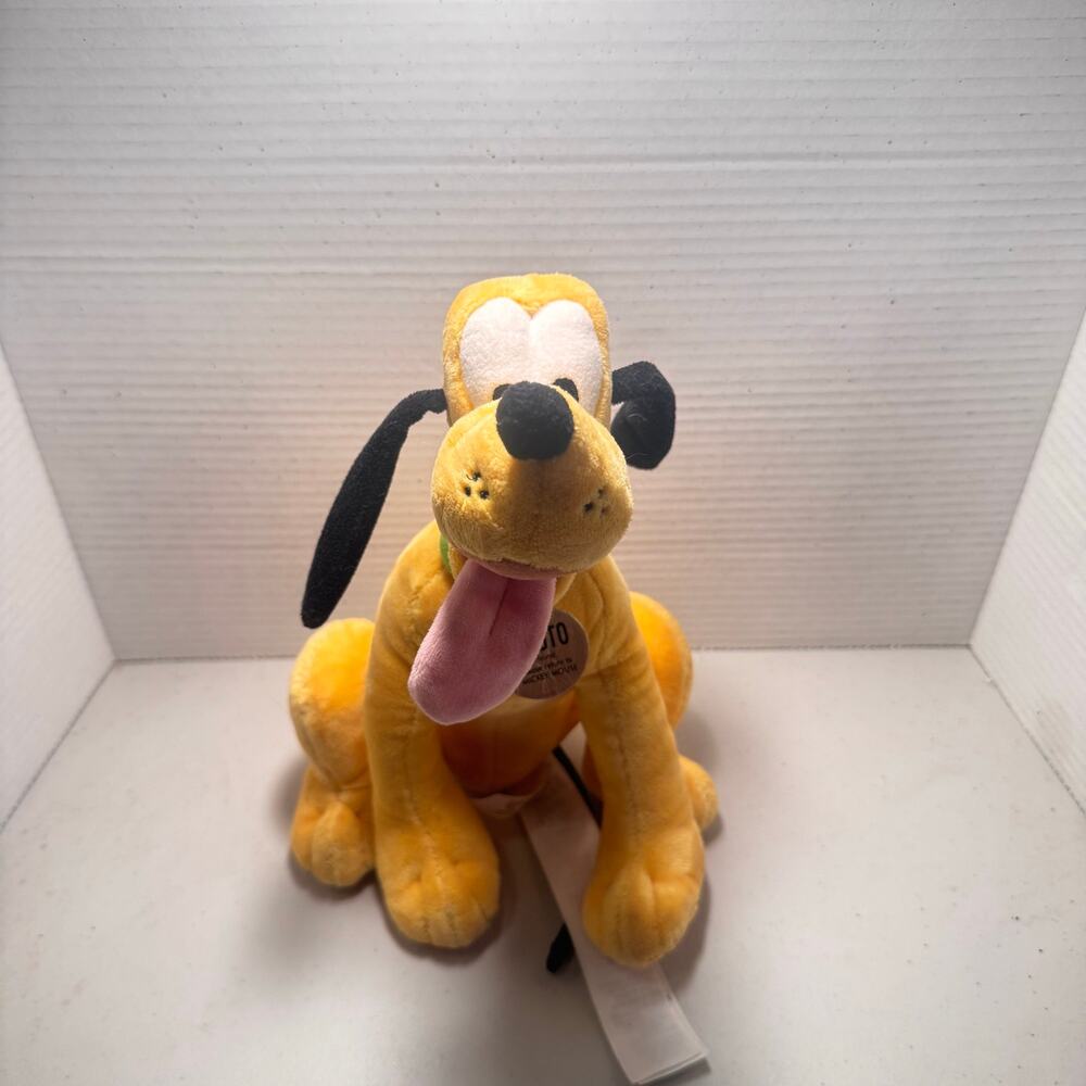 Disney Pluto 12” Plush with Disney Tag soft orange/black/white/pink